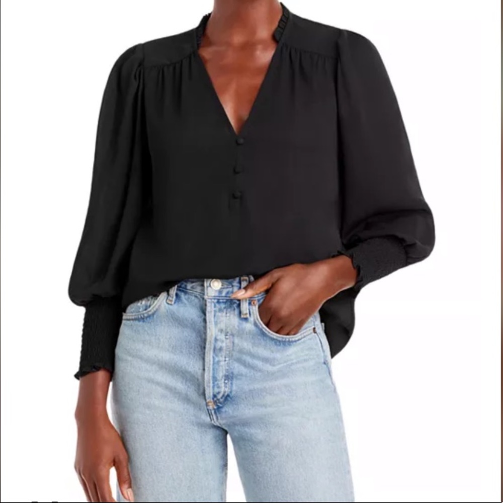 NWT AQUA Smocked Sleeve Blouse